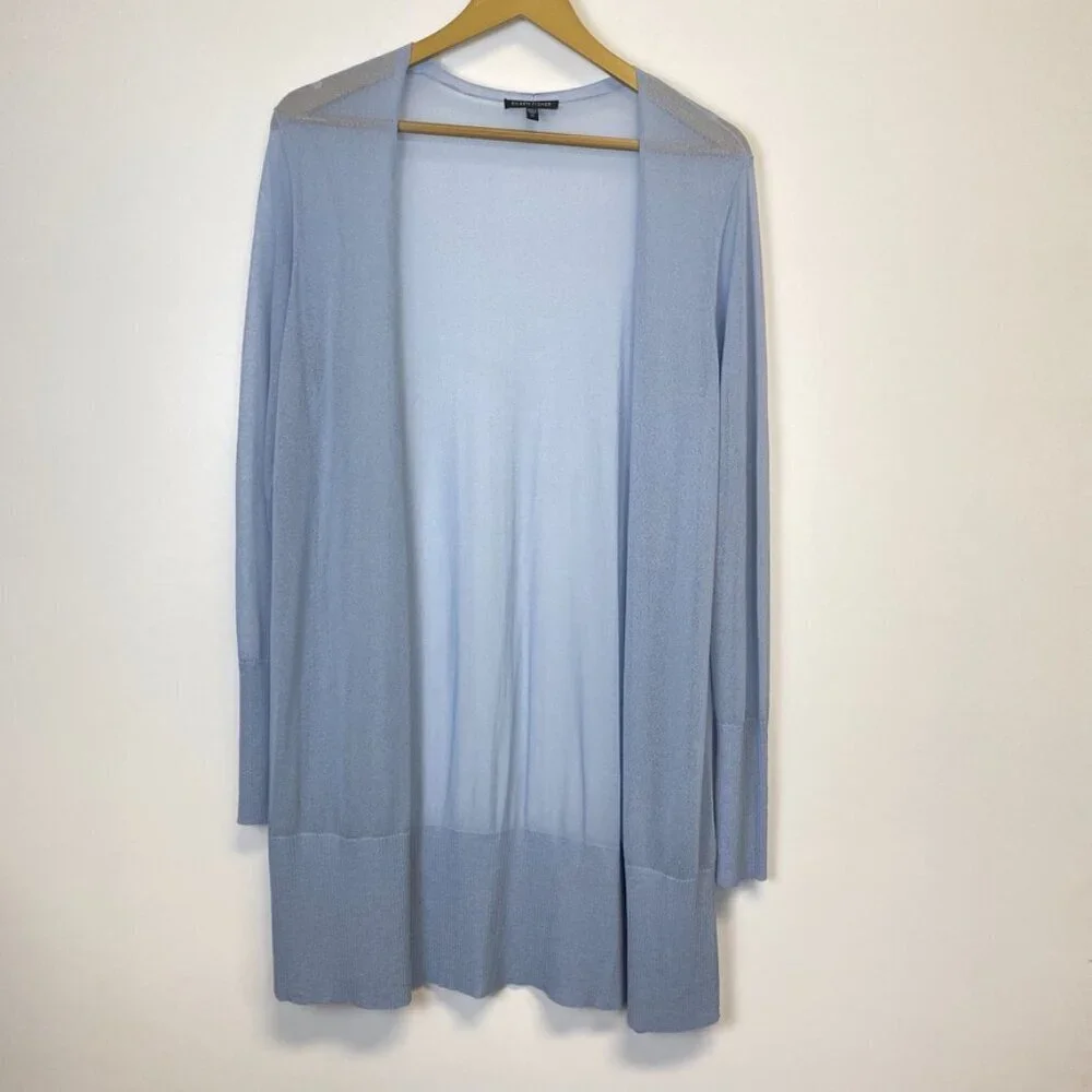 Eileen Fisher Blue Two Piece Set Silk Tank and Cardigan